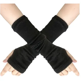JKJF 1 Paar Goth Arm Ärmel Cool Black Hip Hop Armstulpen Halloween Fingerlose Strick Armstulpen Damen Punk Handschuhe für Motto Party Maskerade Kostüm Party - M