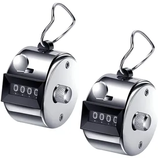 GNAUMORE Handzähler Manuelle Klicker,Zähler Clicker Handzähler,Metall Zähler Klicker Counter,Handzähler Counter Klicker,Schrittzähler Mechanischer Handzähler 4 Ziffern,2 Stück Zähler Klicker