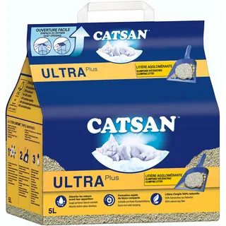 CATSAN Ultra Plus – Katzenstreu aus feinen natürlichen Tonkörnchen – 1 x 5 Liter