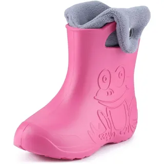 Ladeheid Eva Kinder Jungen Mädchen Gummistiefel Regenschuhe gefüttert Regenstiefel Gummischuhe LA-CA-04 (Rosa/Grau, 24/25 EU) - -