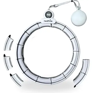 health rise Smart Hula Hoop | mit Zähler & Bauchgurt | größenverstellbar | 72 - 129 cm | besonders leise Weiß
