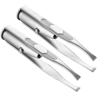 URFEDA Pinzette mit LED Licht Haarentfernung, Edelstahl, Silber, Kompakt, Zange, Pinzette (2Stück )