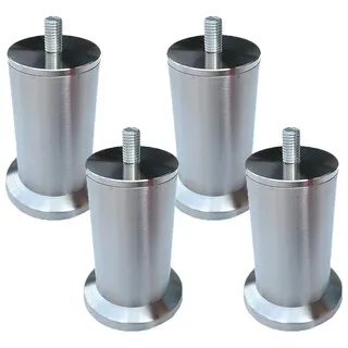 Möbelfüße Edelstahl Möbelbeine Metall Möbelfüße Runde Beine Möbelfüße Tisch Bett Schrank Sofa Beine Ersatzkabinettfüße 4er M8 Schraube(9.8cm)