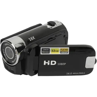 Videokamera Camcorder, 1080P 16MP 16X Zoom HD 2,4 Zoll drehbarer Bildschirm Camcorder, Handheld Video Recorder mit Fill Light & 1/4 Zoll Gewindebohrung für Jugendliche Anfänger
