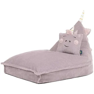 I.C.O.N. Icon Luna Einhorn Cord Sitzsack Kinder mit Füllung, Lila | In Deutschland Hergestellt, Sitzsack Sessel, Weicher Cordstoff, Kinder Sessel für Kinderzimmer und Schlafzimmer
