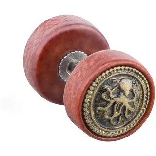 Piersando Unisex Ohrstecker Chirurgenstahl mit runder Platte aus Holz Doppel Kreis Ohrringe Fake Ohr Plug Piercing Braun mit Oktopus Krake