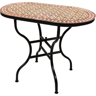 ORIGINAL Marokkanischer Mosaiktisch Gartentisch 100x60cm Groß eckig klappbar | Eckiger klappbarer Mosaik Esstisch Mediterran | als Klapptisch für...