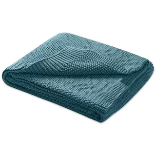 Wometo Babydecke Strickdecke oekoTex Wolle-Look - türkis 70x100 für Jungen und Mädchen