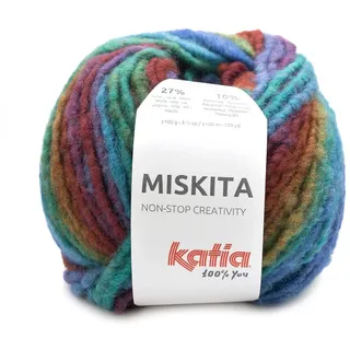 Katia Wolle Miskita 100g, dicke Häkelwolle mit Farbverlauf, Strickgarn Nadelstärke 9 bis 10 mm, 63% Polyacryl - 27% Wolle - 10% Polyamid (102)