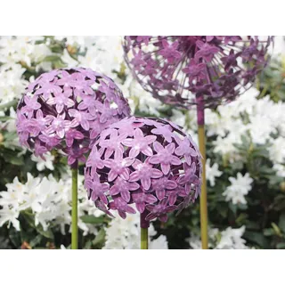 finehomegarden Gartenstecker Metall Allium lila Stecker Garten ArtFerro D16cm Blütenkugel