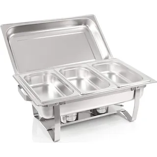 BC-ELEC F433-3 Speisenwärmer Buffetwärmer 3x GN1/3 bain marie mit Deckel, 60x37x29cm