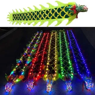 LED Spinning Poi mit realistischem Drachenkopf-Design, langer Stoffschlangen für dynamische Lichtshows und Event-Auftritte
