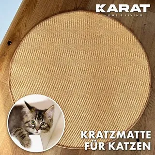 KARAT Katzen-Kratzmatte - Rund - Sisal Kratzteppich für Krallenpflege - Natur - 120 cm Durchmesser