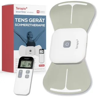 TERAPIO Kabelloses TENS Gerät zur Natürlichen Schmerztherapie. Tragbares TENS-Gerät & Muskelstimulator mit Fernbedienung. Wiederaufladbar, 15 Modi für Rücken, Nacken, Arm, Knie & Schmerzbehandlung