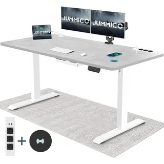 JUMMICO Höhenverstellbarer Schreibtisch 160x80cm mit Kabelloser Ladestation und Euro-Steckdose mit USB, Schreibtisch Höhenverstellbar Elektrisch Stehtisch, Standing Desk Gray