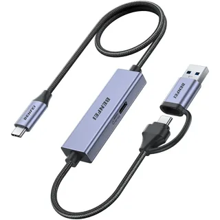 BENFEI USB C Video/Audio Capture Card, USB C auf USB A/C Capture Card, Full HD 1080P 60FPS Video Grabber für Gaming Rekorder Livestreaming, kompatibel mit Switch PS5 PS4 Xbox Camera PC iPad Mac