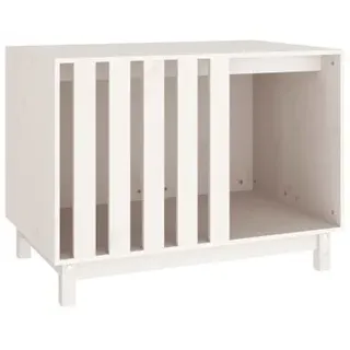 vidaXL Hundehütte Weiß 90x60x67 cm Massivholz Kiefer