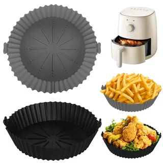 Silikonform für Heißluftfritteuse air fryer backpapier Liners,2 Stück Wiederverwendbar Airfryer Backpapier zubehör, silikon heißluft-fritteuse papier einsatz für Ninja,cosori,philips,Tefal,Foodi Max