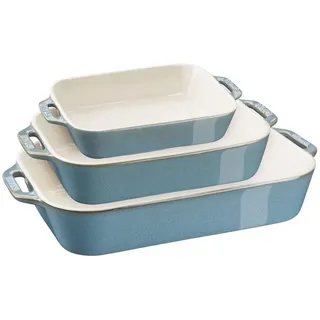 Staub Ceramique Ofenformenset 3-tlg, rechteckig, Antik-Türkis, Keramik