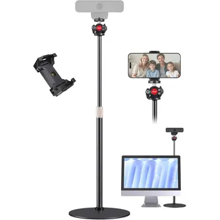 Etour Webcam Ständer Halterung, Tischhalterung für Logitech C920 C922 BRIO, Tischstativ mit Handyhalterung & 360° Drehbarem Kugelkopf für Live-Streaming mit 1/4" Gewinde