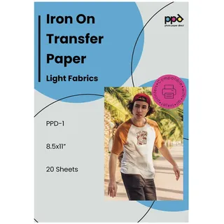 PPD 20 x A4 Inkjet Premium Transferpapier für helles Textil, Bügeleisen und Transferpresse PPD-1-20