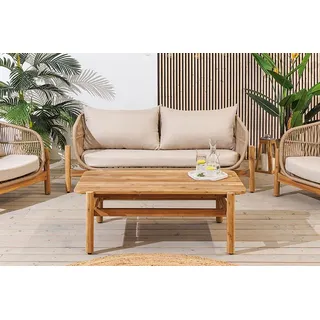 riess-ambiente Wetterfestes Gartenlounge Set ROPE natur beige Akazienholz Aluminium inkl. Tisch Sitzpolster Gartenmöbel Loungemöbel Balkonmöbel - Beige
