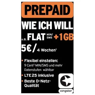 Congstar WIE ICH WILL 2023 Prepaid-Karte ohne Vertragsbindung