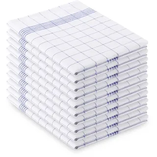 Vaily Geschirrtücher Blau-Kariert aus 100% Baumwolle 10er Pack