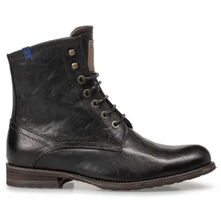 Floris van Bommel Herren Winterstiefel Schuhe Ferri Schnürstiefelette Glattleder Elegant Freizeit uni Ferri Schnürstiefelette Leder Lammfell Warmfutter Gefüttert Schwarz - 42.5 EU