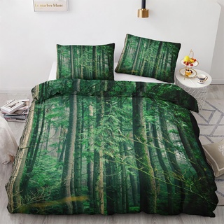 GEDAEUBA Wald Bettwäsche 155x220 Sommer - Landschaft Bettbezug 155x220 3 teilig, Wendebettwäsche und Kissenbezug 80x80, Weiche & Atmungsaktive Mikrofaser Bettwäsche-Sets mit Reißverschluss