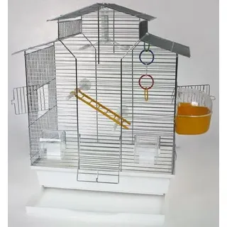 Vogelkäfig,Wellensittichkäfig,Exotenkäfig,60 cm Vogelkäfig Vogelbauer Wellensittich Kanarien Voliere Vogelhaus Käfig IZA 2 II weiß