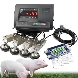 PioMue Viehwaagen-Set mit hochpräziser Anzeige für Rinder, Schweine, Ziegen und Schafe, Brückenwaagen-Anzeige mit 4 Wägezellen und Anschlussbox 3000kg