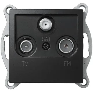 McPower MC POWER Antennendose Unterputz | FLAIR | UP Antennensteckdose Fernsehdose Sat Dose, Anschlussdose für TV Radio Sat, matt Schwarz