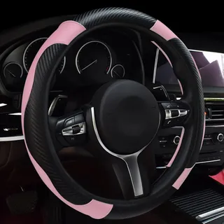 LXWUVIDD Lenkradbezug für Dacia Duster 2010-2020 2021 2022 2023 2024 2025, Lenkradschutz Lenkradhülle Mode Anti-Rutsch-Atmungsaktives Leder Innere Auto Zubehör, pink