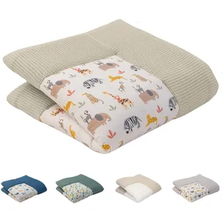 ULLENBOOM ® Baby Krabbeldecke 120x120 cm gepolstert - Sand-Savanne (Made in EU) - Krabbeldecke für Baby mit 100% OEKO TEX Baumwolle, ideal als Babydecke & Spieldecke