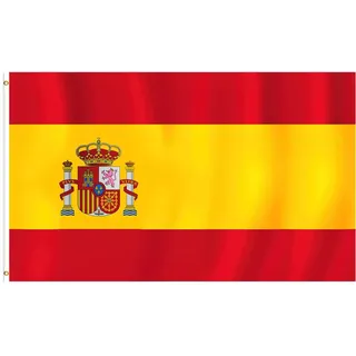 Spanische Flagge • Hochwertige Nationalflagge 90 x 150 cm mit Messingösen Für den Innen- und Außenbereich Wetterfest und aus 100% Polyester – Ideal für alle Spanier