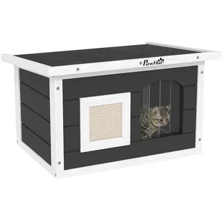 PawHut Katzenhaus 61 x 45 x 36,5 cm Grau