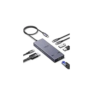 UGREEN Revodok Pro 1071 USB C Hub mit DisplayPort, Docking Station mit USB 3.2 10Gbps, DP 4K@60Hz, RJ45 Ethernet, PD 100W, Multiport Adapter Kompatibel mit MacBook, iPad Pro, Surface Laptop usw.