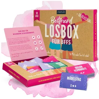 Amari ® Losbox die Beste Freundin - Geschenk für Frauen & Mädchen - 50 Lose mit Ideen für Spaß und Entspannung, Geschenkidee Freundin & Partnerin Geburtstag