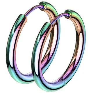 viva-adorno Paar Creolen Damen Klappcreolen Hoop Ohrringe Edelstahl verschiedene Größen, dünn schmal Conch Helix Cartilage Piercing bunt 2,5mm x Ø 20mm
