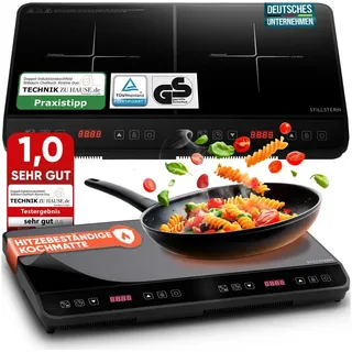 STILLSTERN Doppel-Induktionskochfeld 3600 W – 2 Zonen, Timer, Touch
