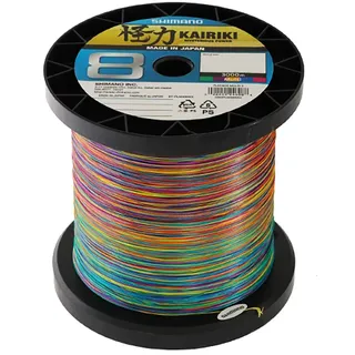 Shimano Fishing Shimano Kairiki 8, Geflochtene Angelschnur, 3000m, 0,19mm, 8,2kg, 18lb, Mehrfarbig, 59WPLM98S2D