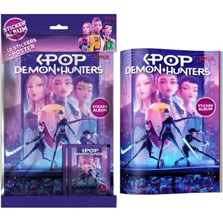 KPOP DEMON HUNTERS Album mit 2 Umschlägen + gratis Poster, Starter Pack, Offical Stickers Netflix (Italienische Version)