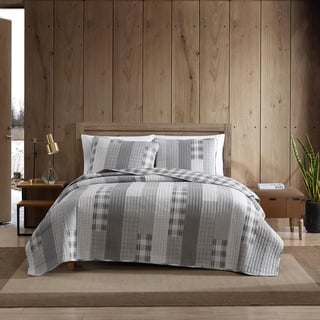 Eddie Bauer Home | Fairview Collection | 100% Cotton Reversible & Light-Weight Quilt Bedspread with Matching Sham, 2-Piece Bedding Set, Pre-Washed for Extra ComfortTwinGrey