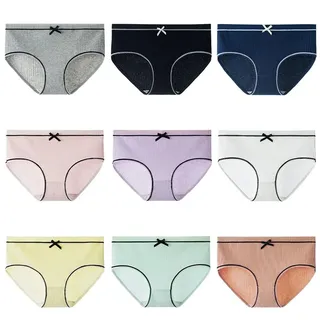 FedMois Mädchen Slips Baumwolle 9er Pack Unterwäsche Unterhosen für Teenager, Schleife, Gr. 164 (12-13 Jahre) - 12-13 Jahre