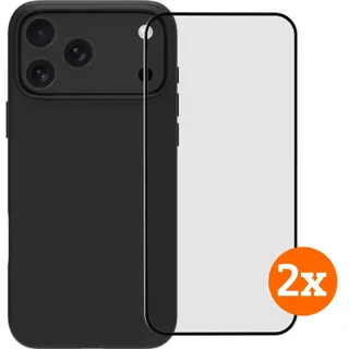 BlueBuilt Backcover iPhone 17 Pro Max Schwarz + Displayschutz Doppelpack