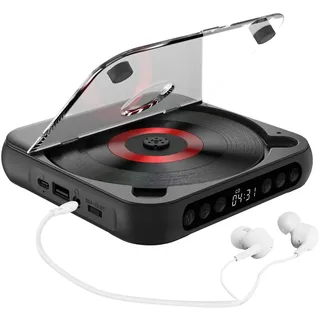 Kavolet Tragbarer CD-Player Walkman BT-Musik-Player, CD-Spieler mit staubdichter Abdeckung, Inklusive Kopfhörer, 6 Modi, AB-Wiederholungstimer, Fernbedienung, Externe Wiedergabefunktion