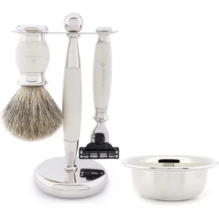 JAG SHAVING Rasierset 4-teiliges manuelles Rasierset für Männer im eleganten Look, 4-tlg., Gillette Mach3 Rasierer Doppelhalter Rasierschale, 3 Klingen sorgen für ein perfektes Rasiererlebnis