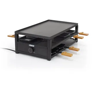 Princess Raclette Black Steel 8 Personen Parkdeck Pfännchen große Kochfläche - Schwarz
