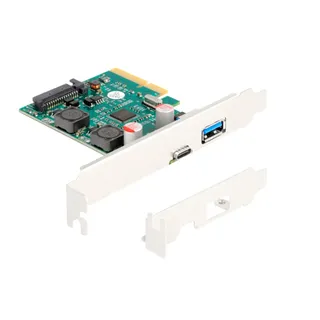 DeLock 90107 PCI-Express Karte zu 1 x extern USB 10 Gbps Type-C Buchse + 1 x extern USB 10 Gbps Typ-A Buchse - Low Profile